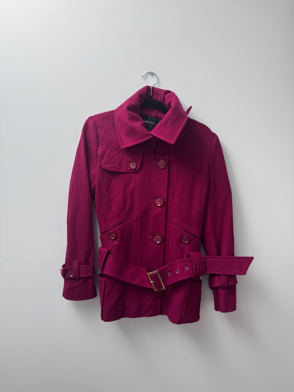 Moda International Magenta Belted Trench Coat